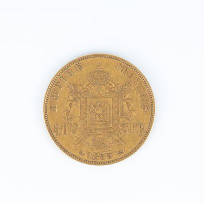 1 monnaie en or : 50 F Napoléon III tête...