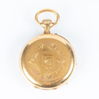 Montre de poche en or uni chiffrée HG, le...