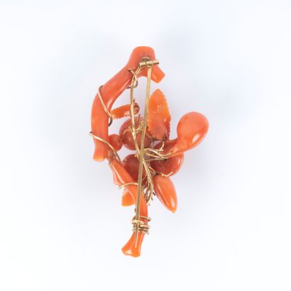 Broche en corail à décor d'une branche, de...