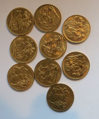 9 monnaies en or: souverains dates diverses



Frais...