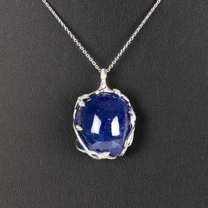 Pendentif en or blanc centré d'une importante...