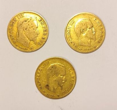 3 monnaies en or : 10 F (1855, 1856, 186...