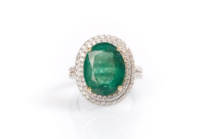 Importante bague en or de deux tons sertie...