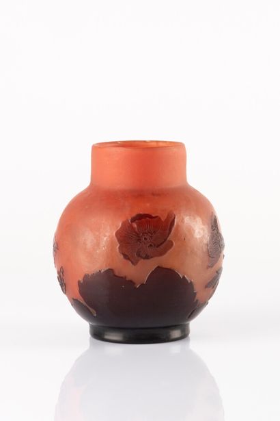 GALLE. Vase ball out of glass with slightly...
