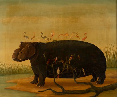 Julien MENU (20th century)
Hippopotamus
Oil...