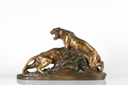 Edouard DROUOT (1859-1945)
Tiger fight
Bronze,...