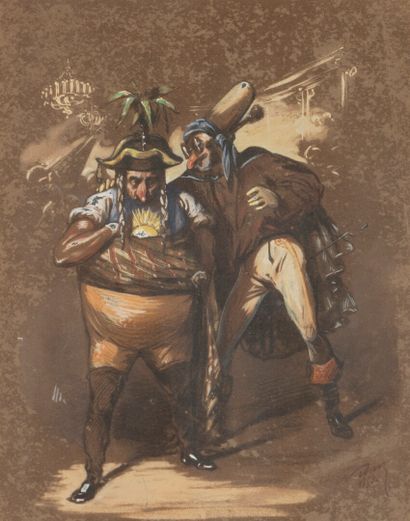 NADAR (1820-1910)
Two Men in Disguise, 1853
Gouache...
