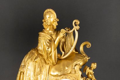 Important gilt bronze clock decorated with...
