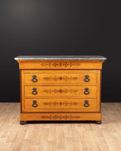 Chest of drawers made of birdseye maple veneer...