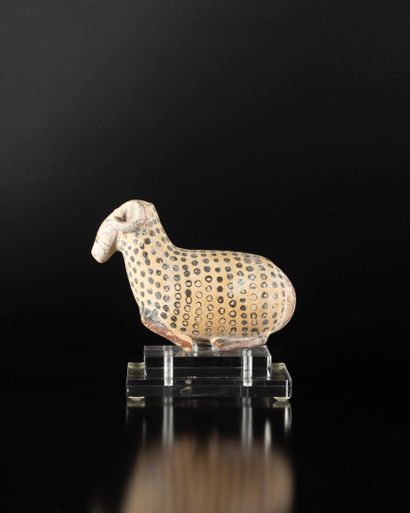 Zoomorphic aryball in the shape of a ram....
