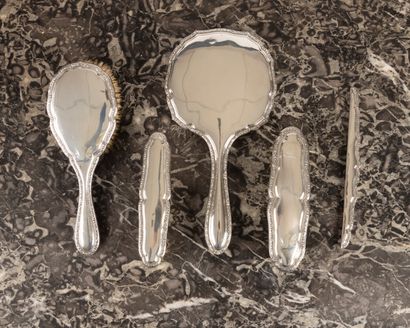 Garniture de toilette à montures d'argent:...