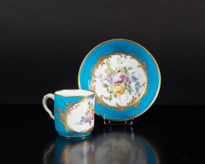SEVRES. Goblet and saucer in soft porcelain...