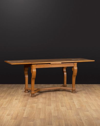 Light oak display table, fluted scrolled...