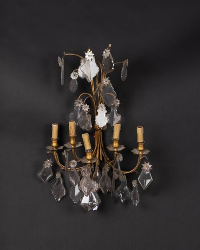 Paire de grandes appliques en bronze doré...