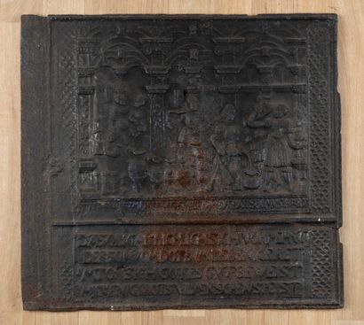 Plaque de poêle en fonte de fer à décor du...