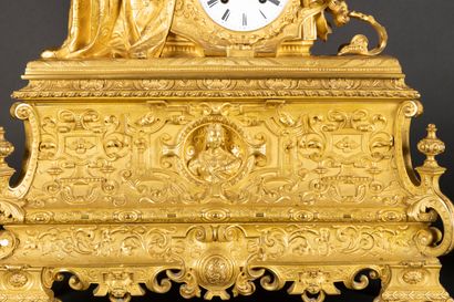Important gilt bronze clock decorated with...