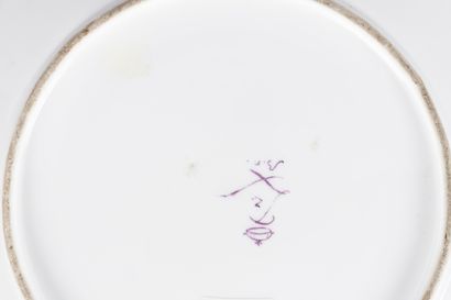 SEVRES. Round covered ecuelle and its circular...