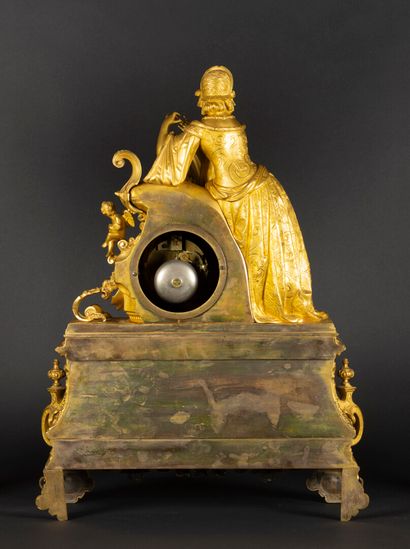 Important gilt bronze clock decorated with...