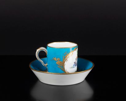 SEVRES. Goblet and saucer in soft porcelain...