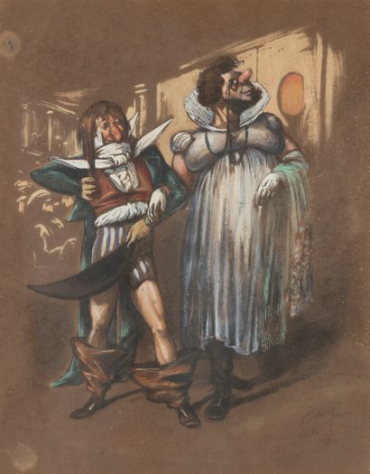 NADAR (1820-1910)
Funny couple, 1853
Gouache...