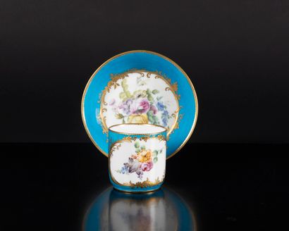 SEVRES. Goblet and saucer in soft porcelain...