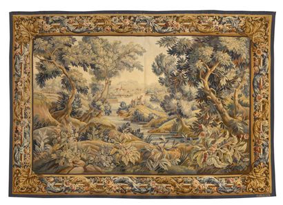 AUBUSSON. Tapisserie à décor d'un paysage....