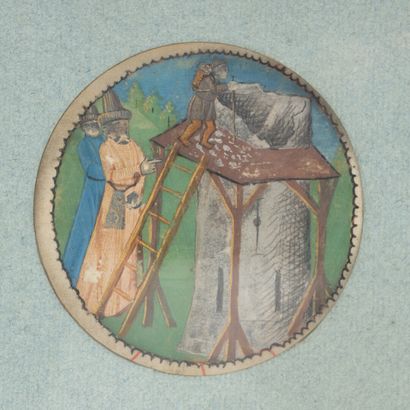 Ensemble de huit médaillons enluminés sur...