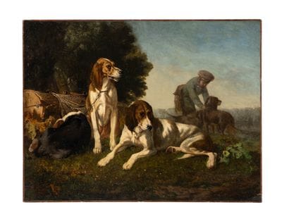 Vincent DE VOS (1829-1875)
Hunting dogs -...