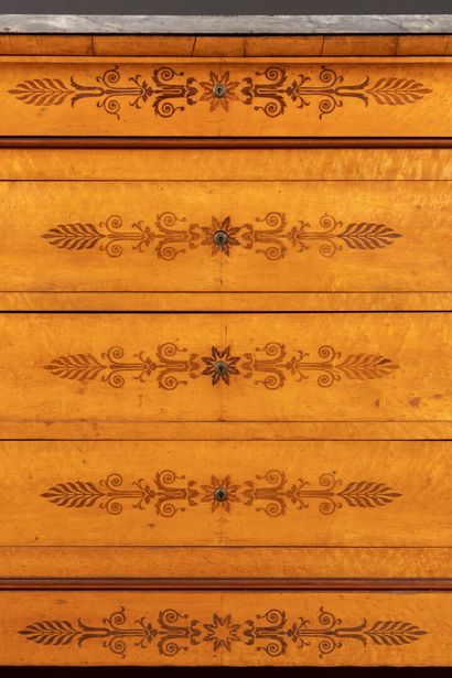 Chest of drawers made of birdseye maple veneer...