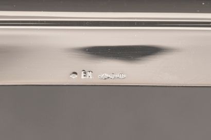 Plateau rectangulaire à anses en argent à...