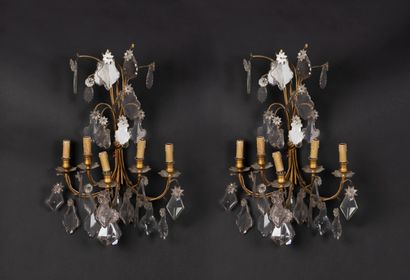 Paire de grandes appliques en bronze doré...