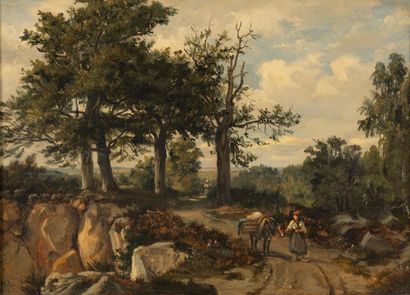 Hippolyte LANOUE (1812-1872)
Young girl guiding...