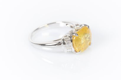 Ring in white gold 750°/. (18K) 4g95, set...