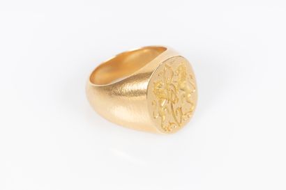 Important signet ring in 18K yellow gold...