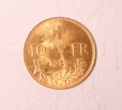 Gold coin 10 FF Switzerland 1922
