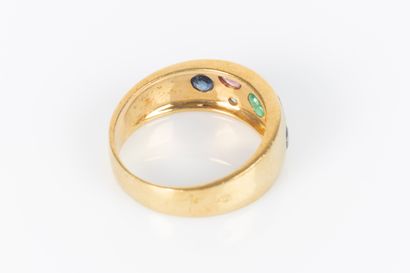 Bague Arlequin en or jaune 18K 750 millièmes...