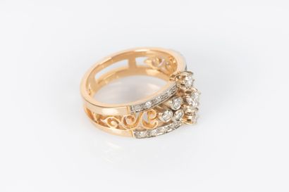 Bague jarretière en or jaune et gris 18K...