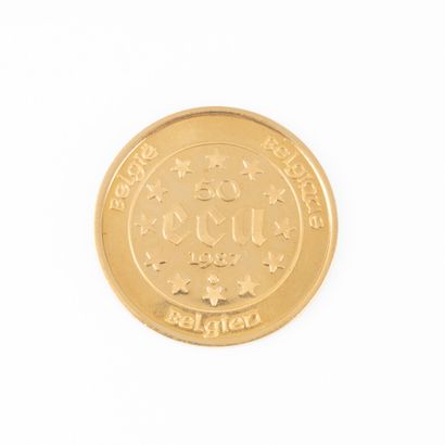 Gold coin 50 Ecus 1987. Belgium. 17.26 g