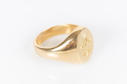 Bague chevalière en or jaune 18K 750 millièmes...