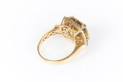 Yellow gold ring 750°/.(18K) 7g35 set with...