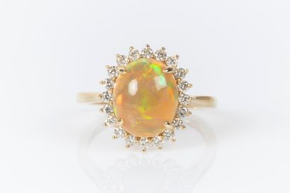 Bague en or jaune 750°/.(18K) 2g95 sertie...