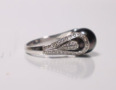 White gold ring set with 18 diamonds and...