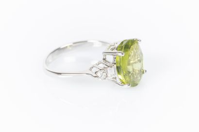 Bague en or blanc 750°/.(18K) 3g60 sertie...