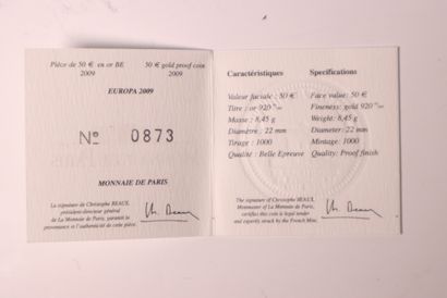 1 gold coin 50€, Monnaie de Paris, Europa...
