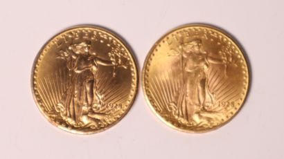 2 gold coins 20 Dollars 1928