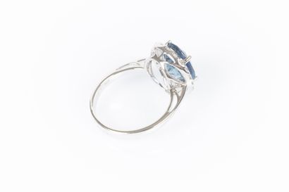 Bague en or blanc 750°/.(18K) 4g75 ornée...