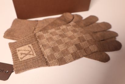 LOUIS VUITTON. Paire de gants en laine taupe....
