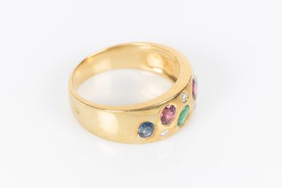 Bague Arlequin en or jaune 18K 750 millièmes...