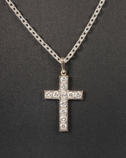 Delightful cross in white gold 18K 750 thousandth...