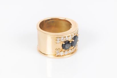 Bague bandeau en or jaune 18K 750 millièmes...